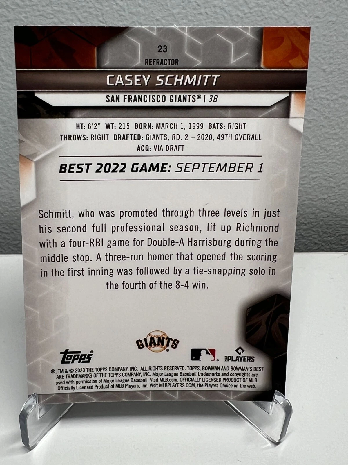 Casey Schmitt 2023 Bowman's Best RC #23 Giants