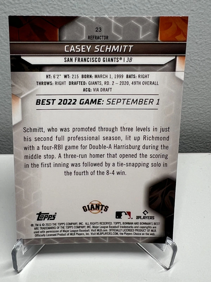 Casey Schmitt 2023 Bowman's Best RC #23 Giants