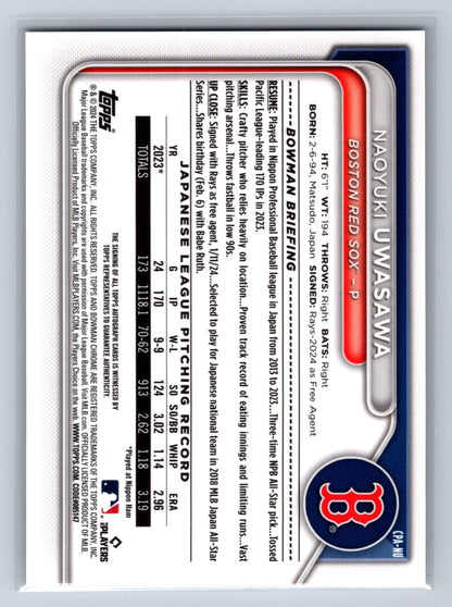 Naoyuki Uwasawa 2024 Bowman Chrome 1st Auto #CPA-NU Red Sox