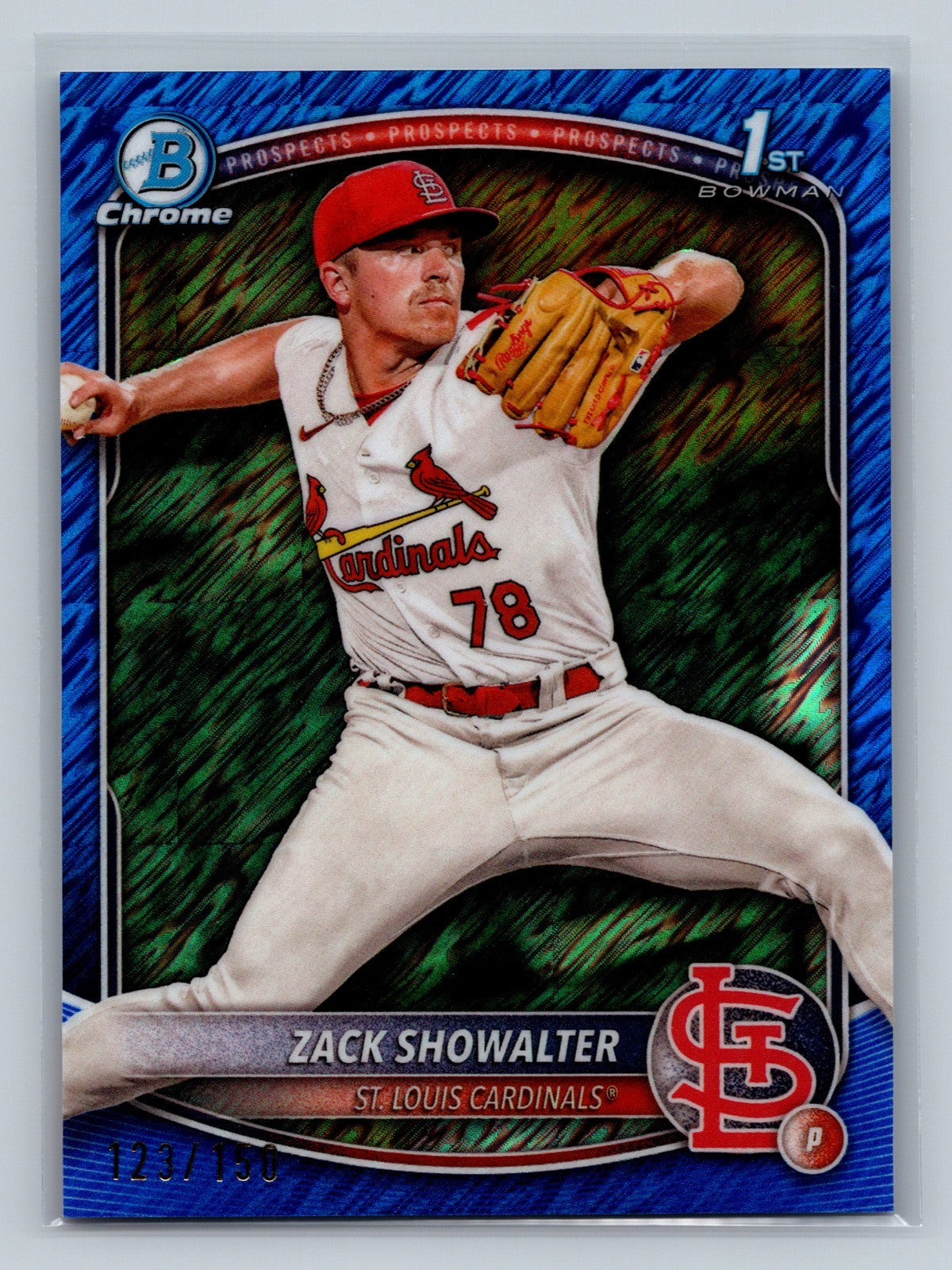 Zack Showalter 2025 Bowman Chrome 1st Blue Shimmer Refractor /150 #BCP-74