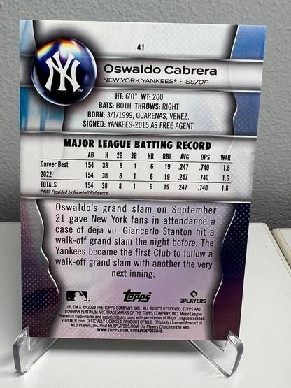 Oswaldo Cabrera 2023 Bowman Platinum RC #41 Yankees