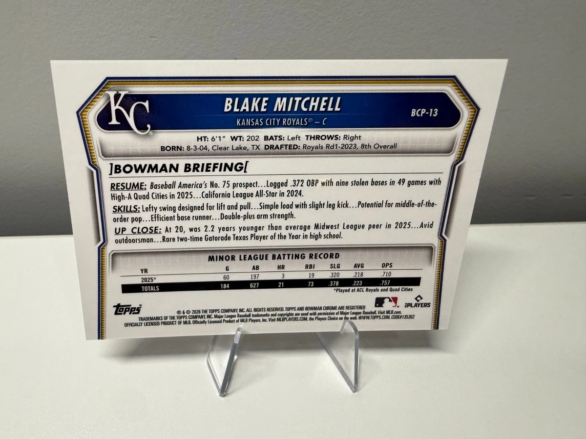 Blake Mitchell 2026 Bowman Chrome Prospect Rose Gold Refractor /15 #BCP-13