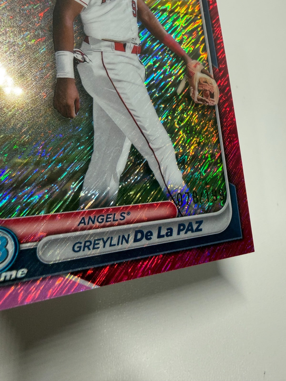 Greylin De La Paz 2024 Bowman Chrome 1st Fuchsia Shimmer Refractor /199 #BCP-181