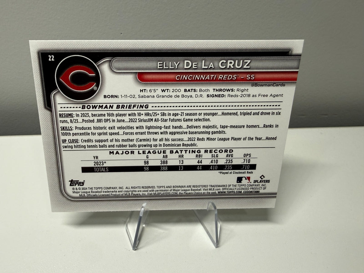Elly De La Cruz 2024 Bowman Paper Neon Green RC /399 #22 Reds