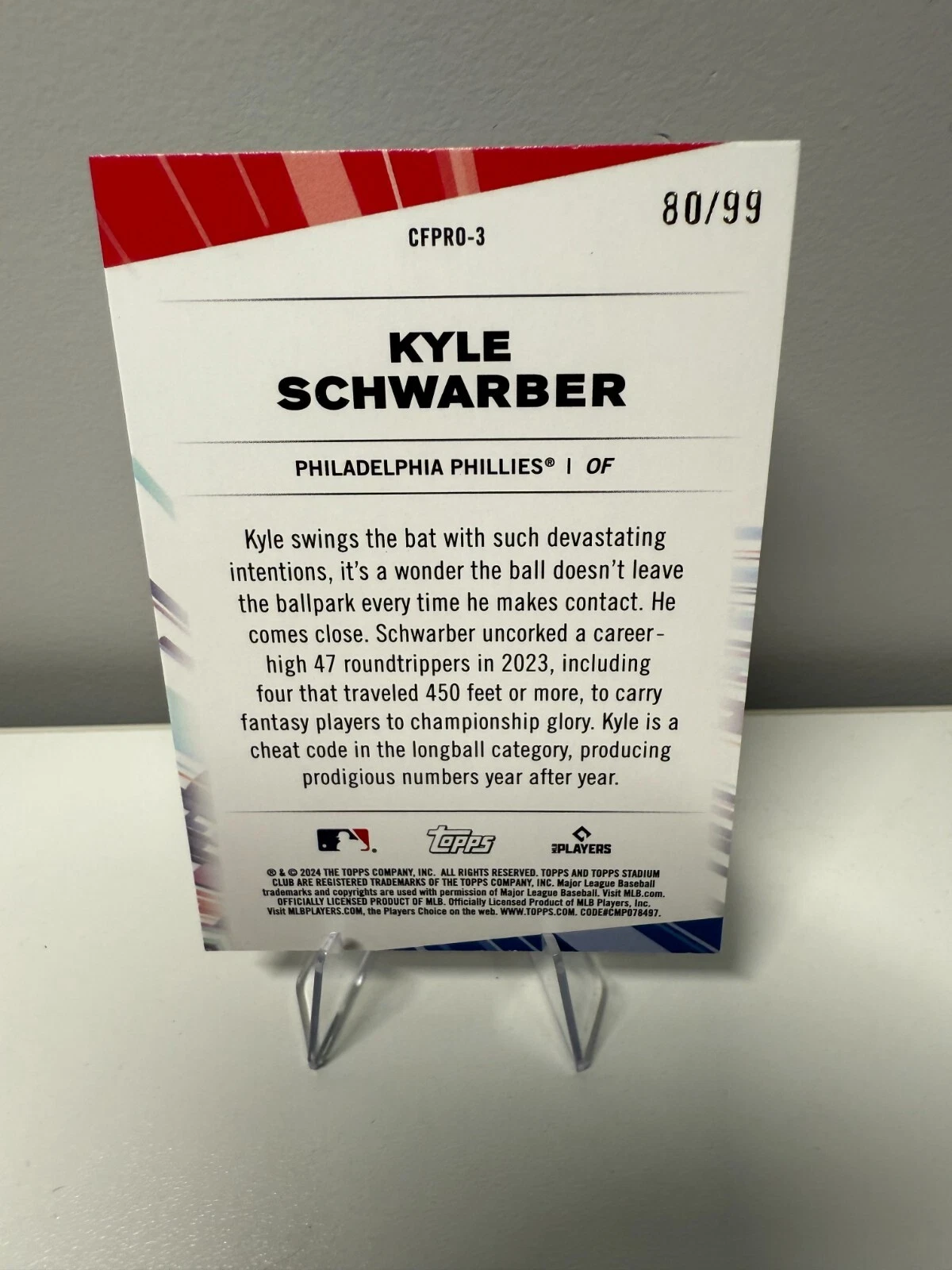 Kyle Schwarber 2024 Topps Stadium Club Chief Fantasy Black /99 #CFPRO-3 Phillies