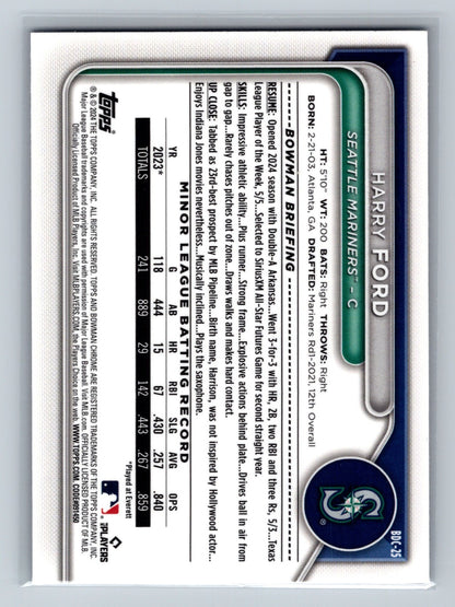 Harry Ford 2024 Bowman Draft Chrome Purple Refractor /250 #BDC-25 Mariners