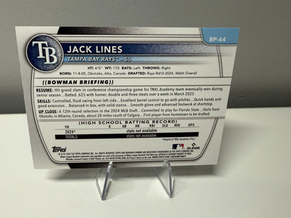 Jack Lines 2025 Bowman 1st Purple Pattern /199 #BP-64 Rays