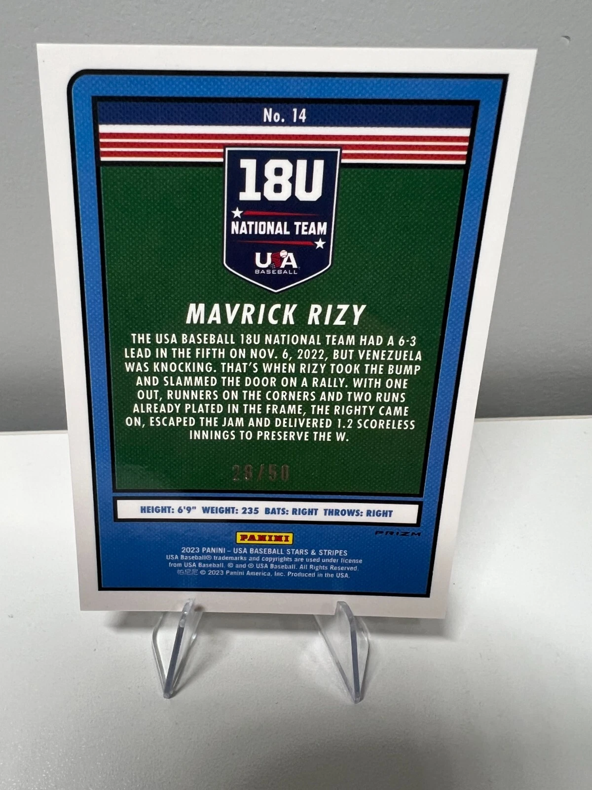 Mavrick Rizy 2023 Panini Stars & Stripes Black /50 #14