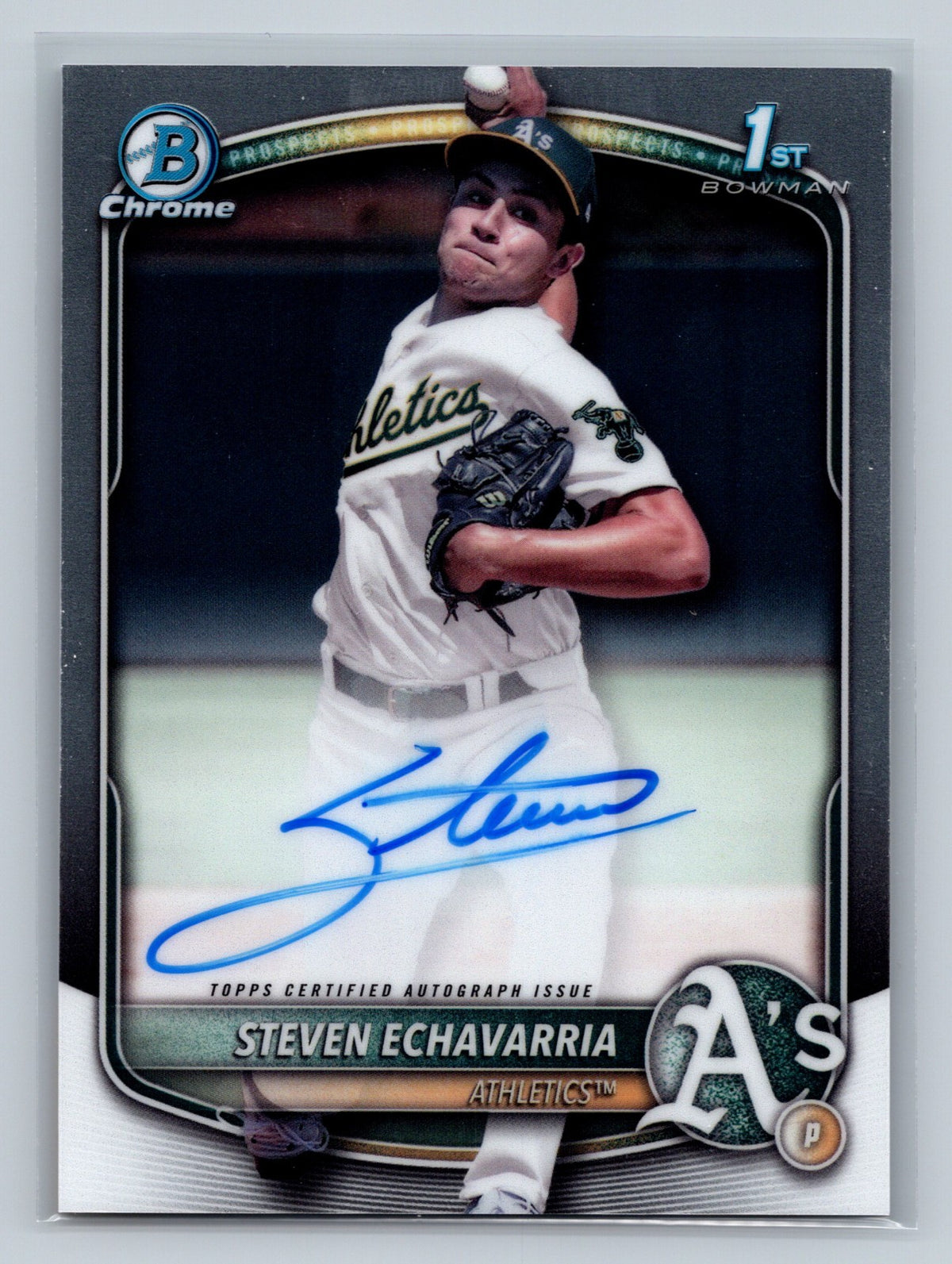 Steven Echavarria 2025 Bowman Chrome 1st Auto #CPA-SE Athletics