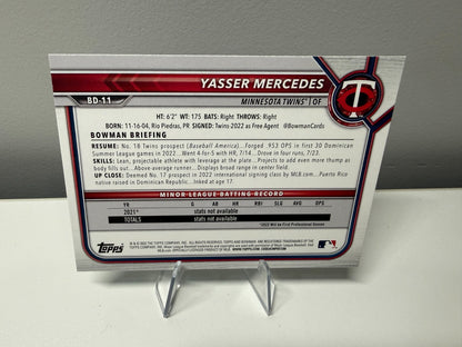 Yasser Mercedes 2022 Bowman Draft Paper Aqua /199 #BD-11 Twins