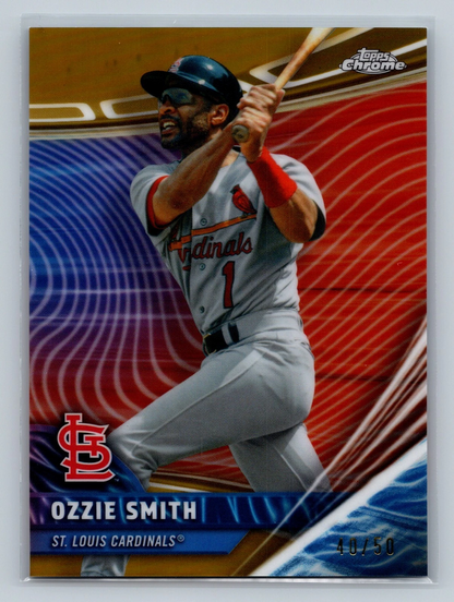 Ozzie Smith 2026 Topps Chrome Rivals Away Gold Refractor /50 #RVA-18 Cardinals