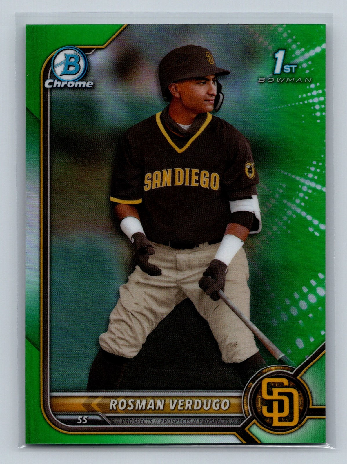 Rosman Verdugo 2022 Bowman Chrome 1st Green Refractor /99 #BCP-193 Padres