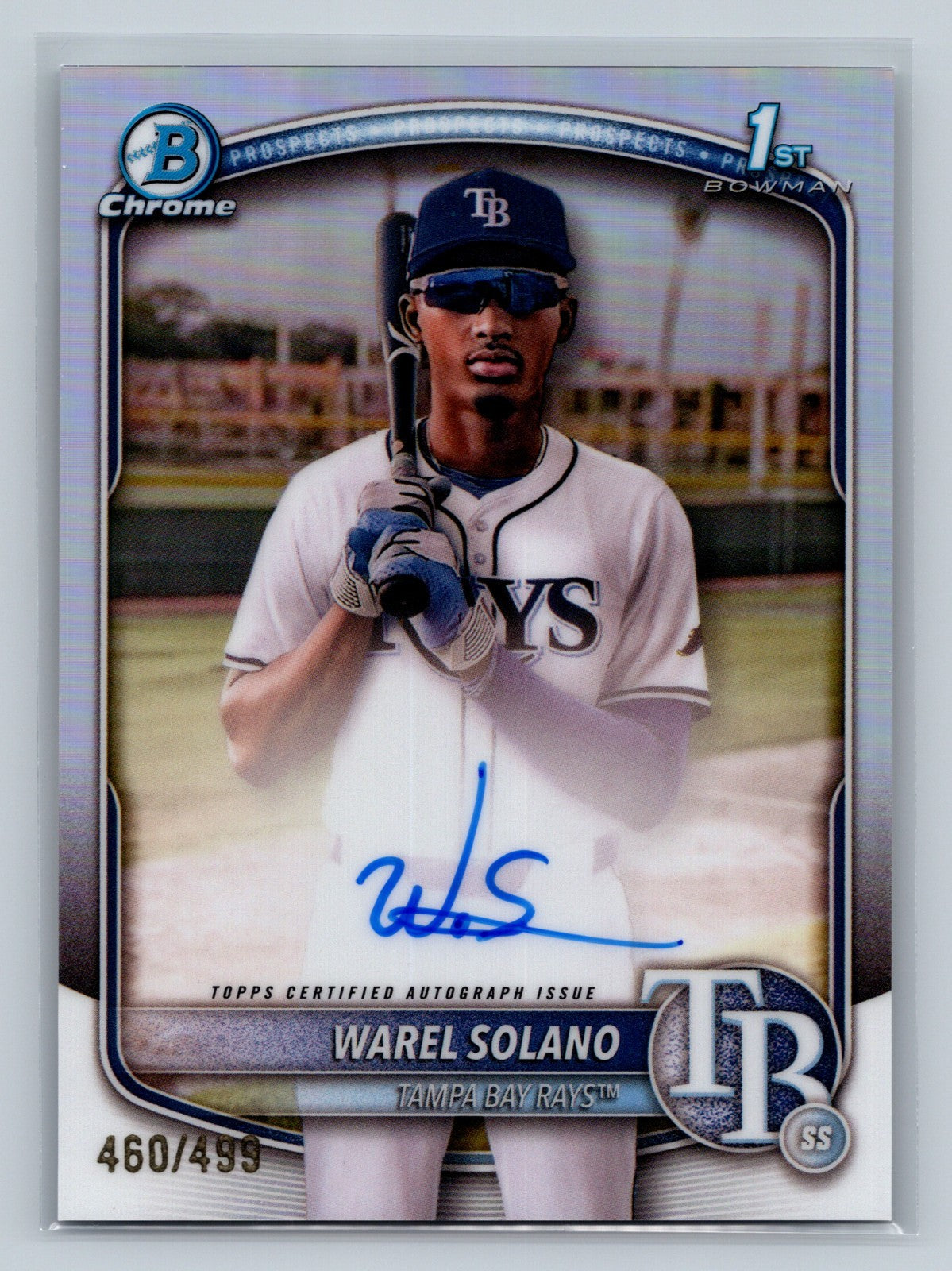 Warel Solano 2025 Bowman Chrome 1st Refractor Auto /499 #CPA-WS Rays