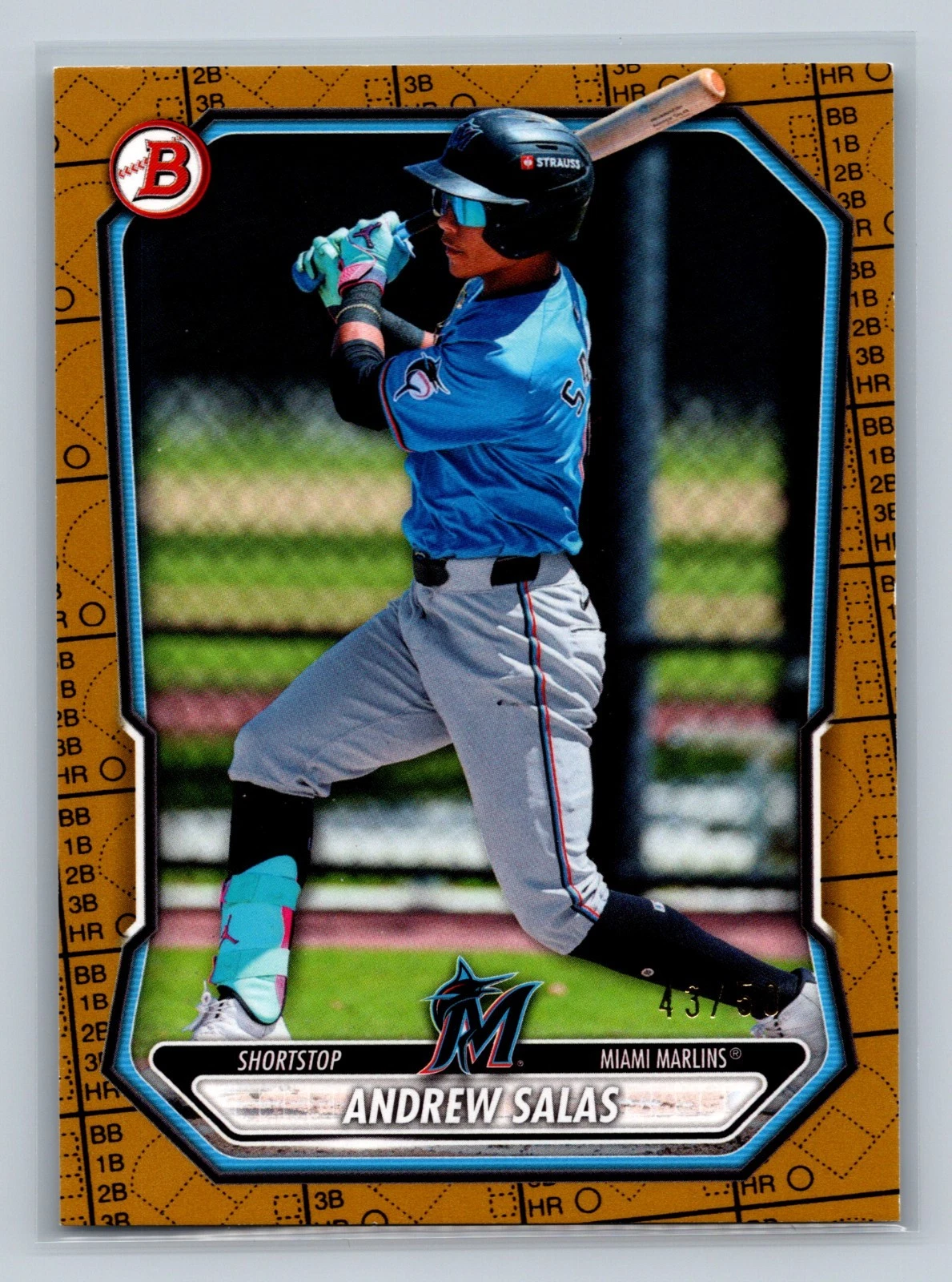 Andrew Salas 2026 Bowman Prospects Paper Gold Scorecard /50 #BP-55 Marlins