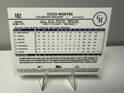 Coco Montes 2024 Topps Chrome Orange Wave Refractor RC /25 #182 Rockies