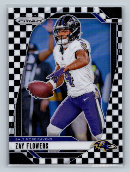 Zay Flowers 2024 Panini Prizm Black & White Checker Prizm #21 Ravens