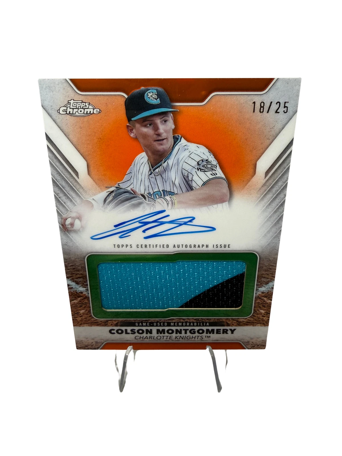 Colson Montgomery 2025 Topps Chrome Pro Debut Jumbo Orange Relic Auto /25