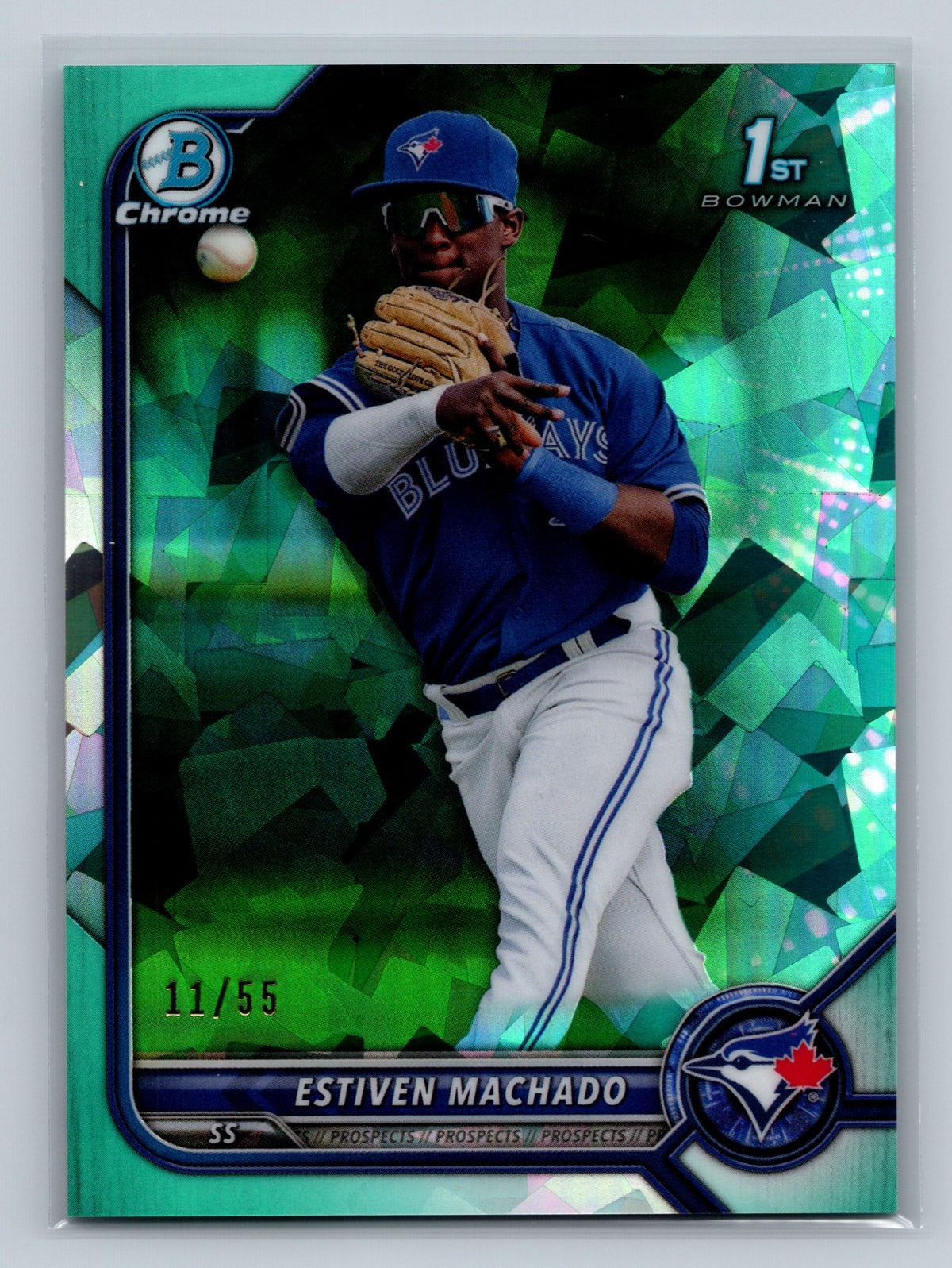 Estiven Machado 2022 Bowman Chrome 1st Sapphire Edition Aqua Refractor /55