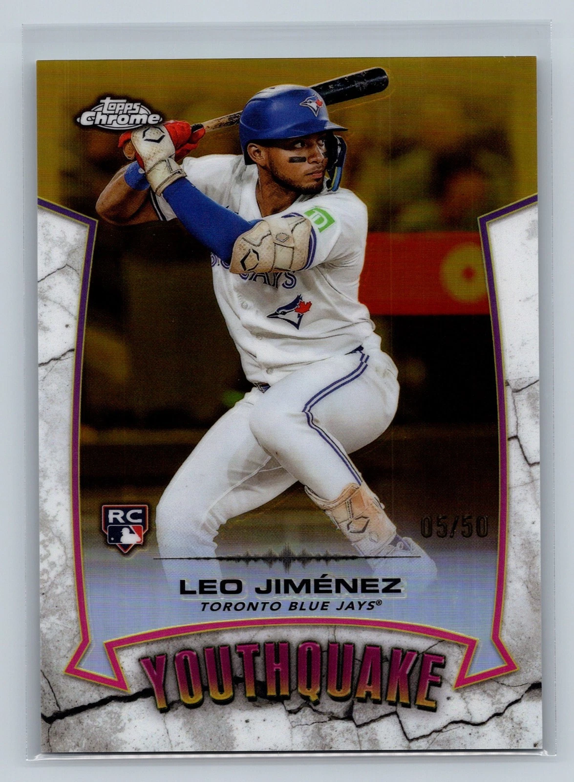 Leo Jimenez 2025 Topps Chrome Youthquake Gold Refractor RC /50 #YQ-20 Blue Jays