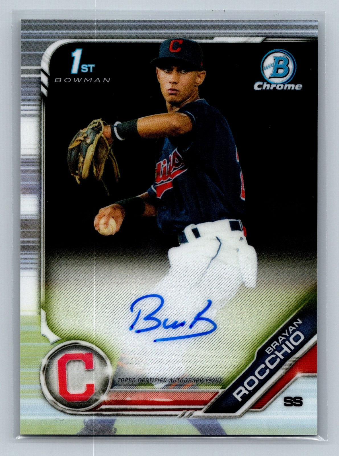 Brayan Rocchio 2019 Bowman Chrome 1st Auto #CPA-BR Guardians