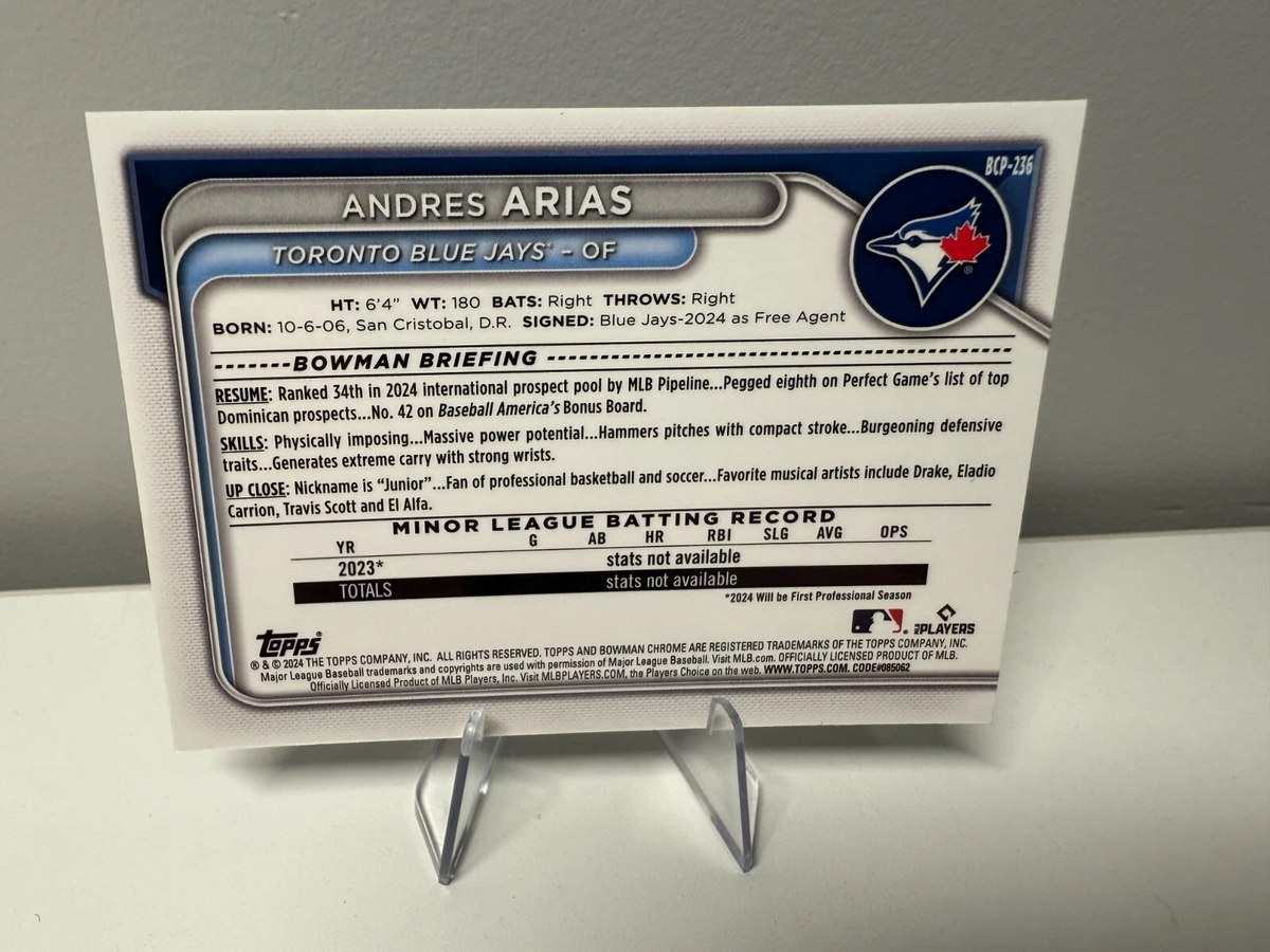 Andres Arias 2024 Bowman Chrome 1st Green Reptilian Refractor /99 #BCP-236