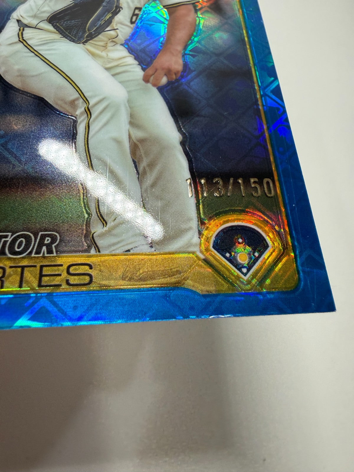 Nestor Cortes 2025 Topps Chrome Blue Logofractor /150 #22 Brewers