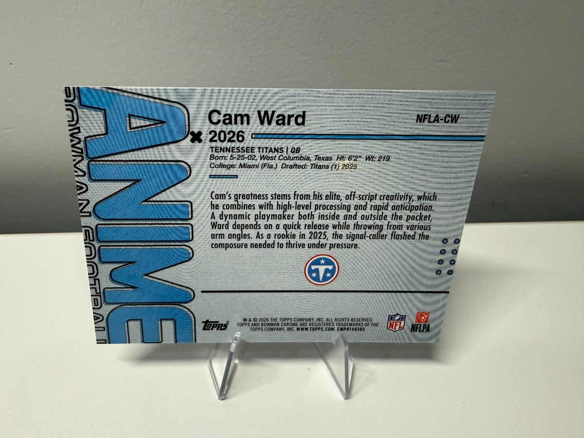 Cam Ward 2026 Bowman Chrome Anime SSP Case Hit #NFLA-CW Titans