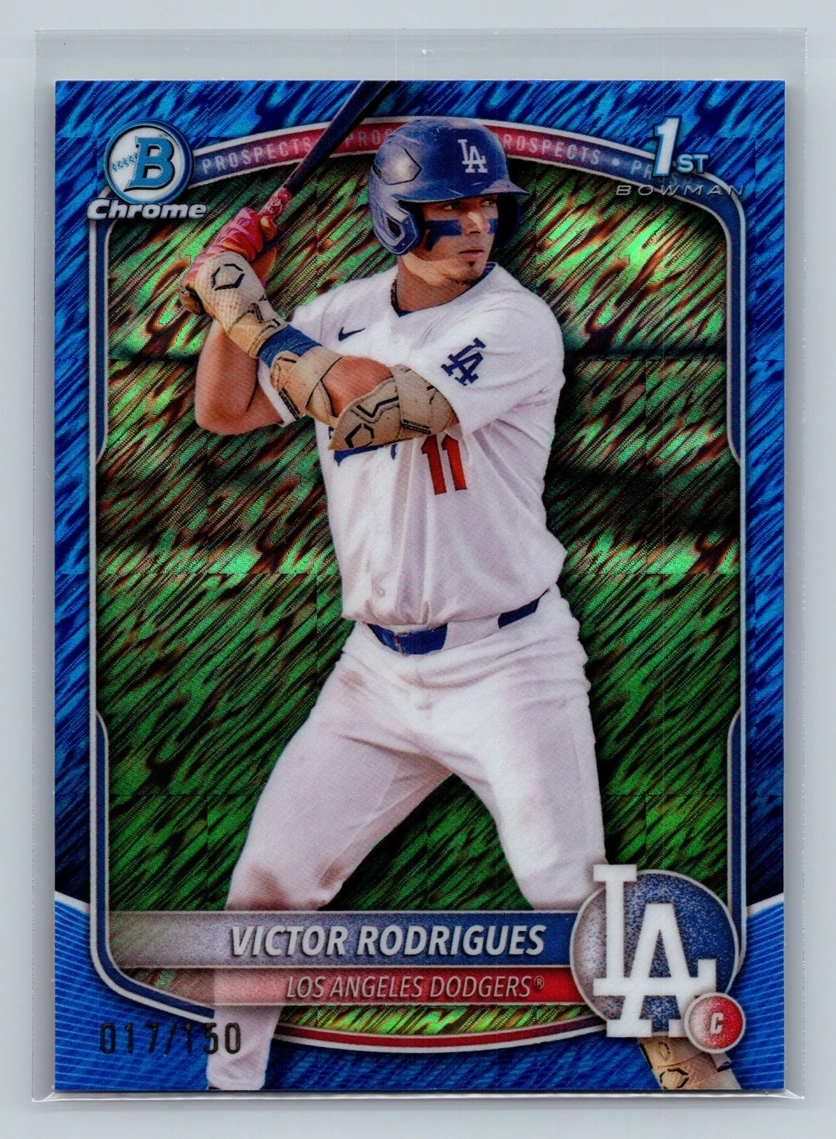 Victor Rodrigues 2025 Bowman Chrome 1st Blue Shimmer Refractor /150 #BCP-45