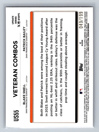 Blake Snell Patrick Bailey 2024 Topps Update Red Ice Foil Veteran Combos /199
