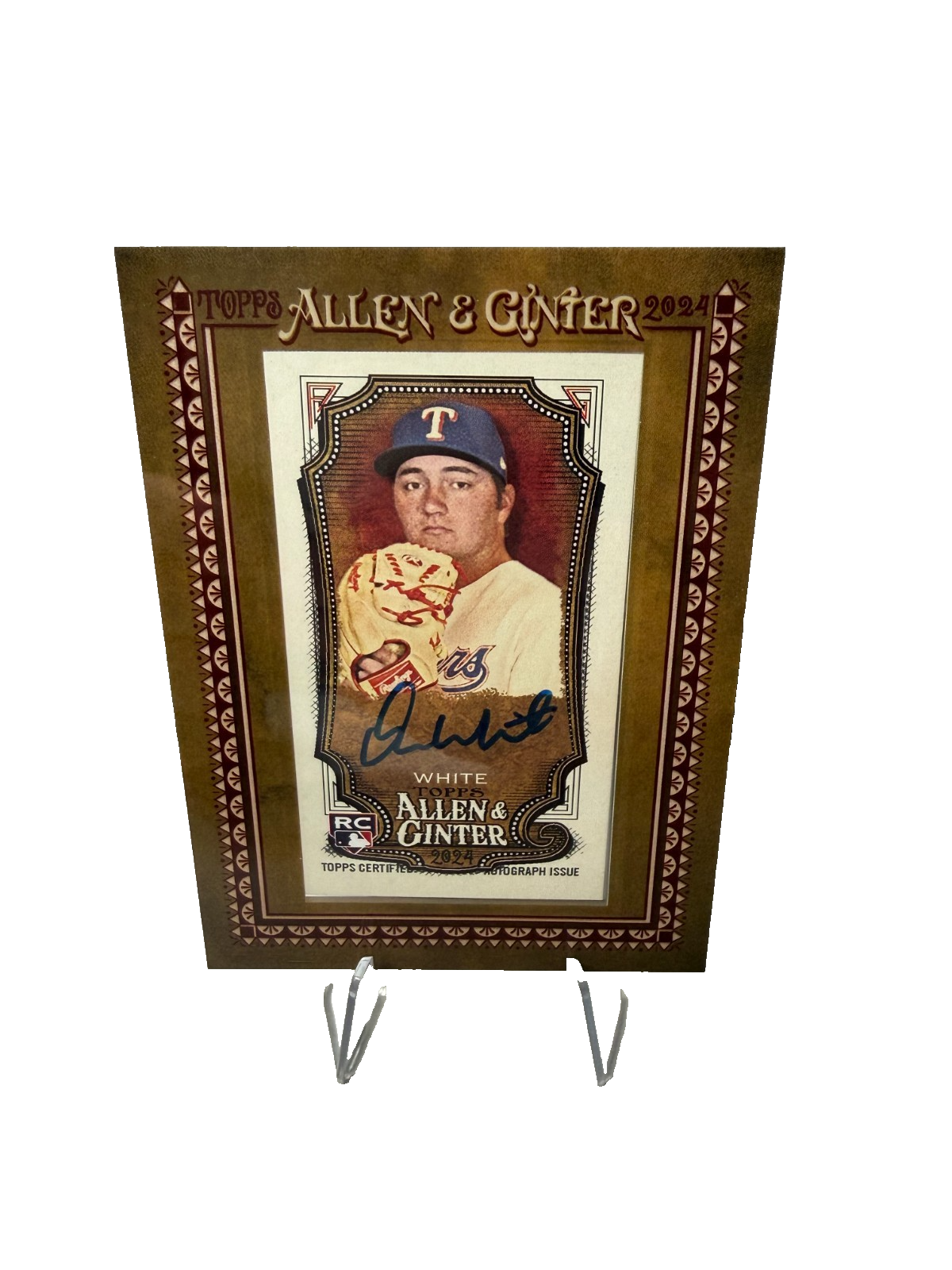 Owen White 2024 Topps Allen & Ginter Mini Framed Auto RC #MA-OW Rangers