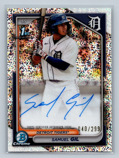 Samuel Gil 2024 Bowman Chrome 1st Speckle Refractor Auto /299 #CPA-SG Tigers