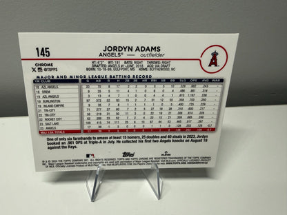 Jordyn Adams 2024 Topps Chrome Logofractor Aqua Refractor RC /199 #145 Angels