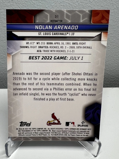 Nolan Arenado 2023 Bowman's Best Refractor #31 Cardinals