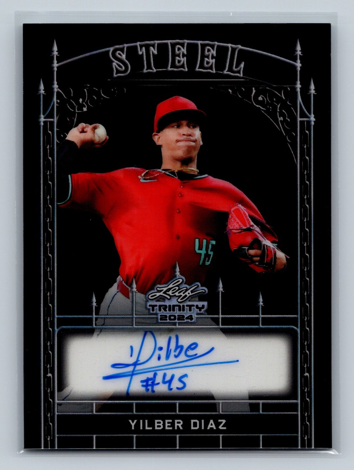 Yilber Diaz 2024 Leaf Trinity Steel Black Auto /3 #S-YDI Diamondbacks