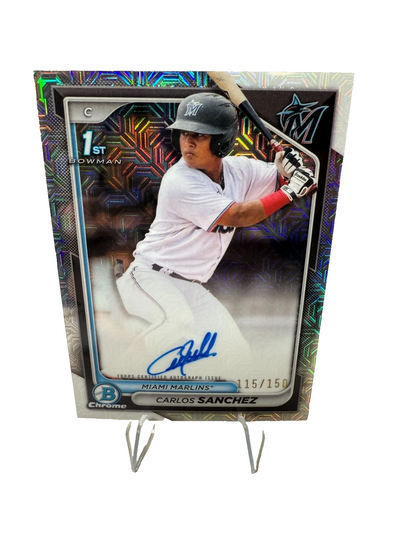 Carlos Sanchez 2024 Bowman Chrome 1st Mojo Refractor Auto /150 #CPA-CS Marlins