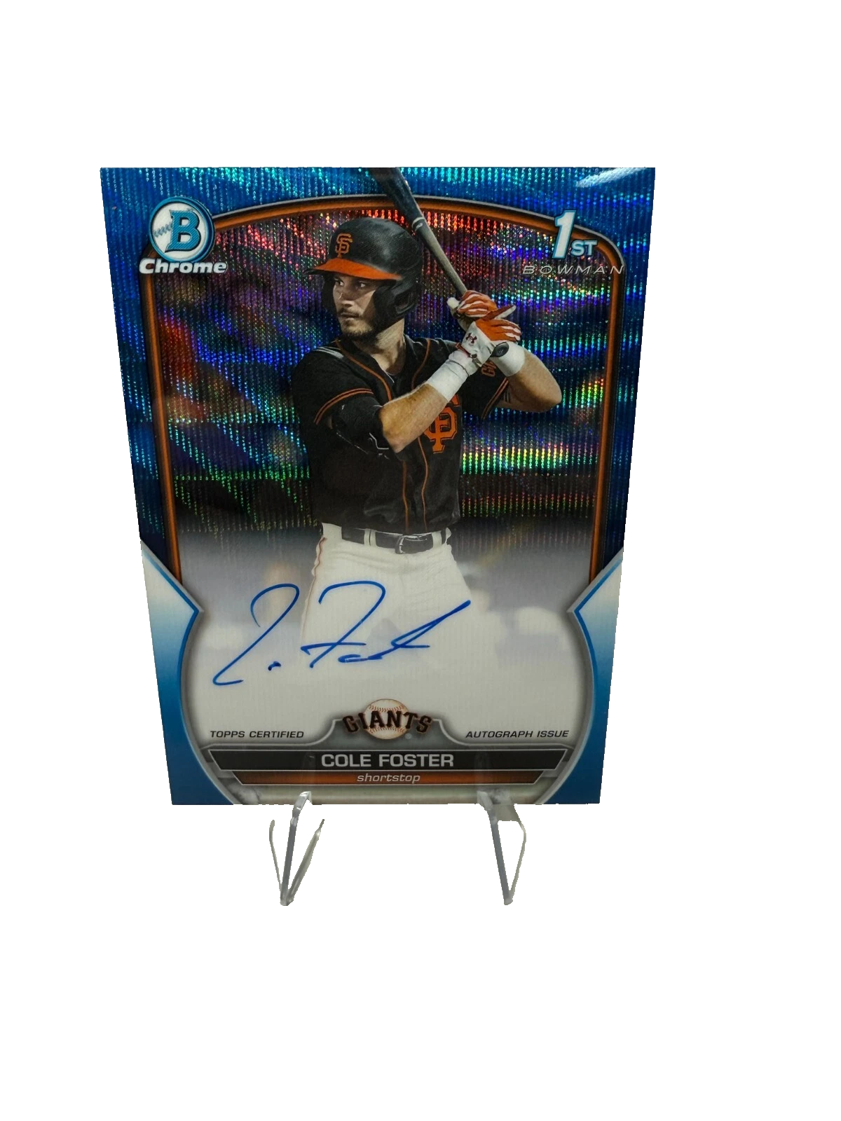Cole Foster 2023 Bowman Draft Chrome 1st Blue Wave Refractor Auto /150 #CDA-CF