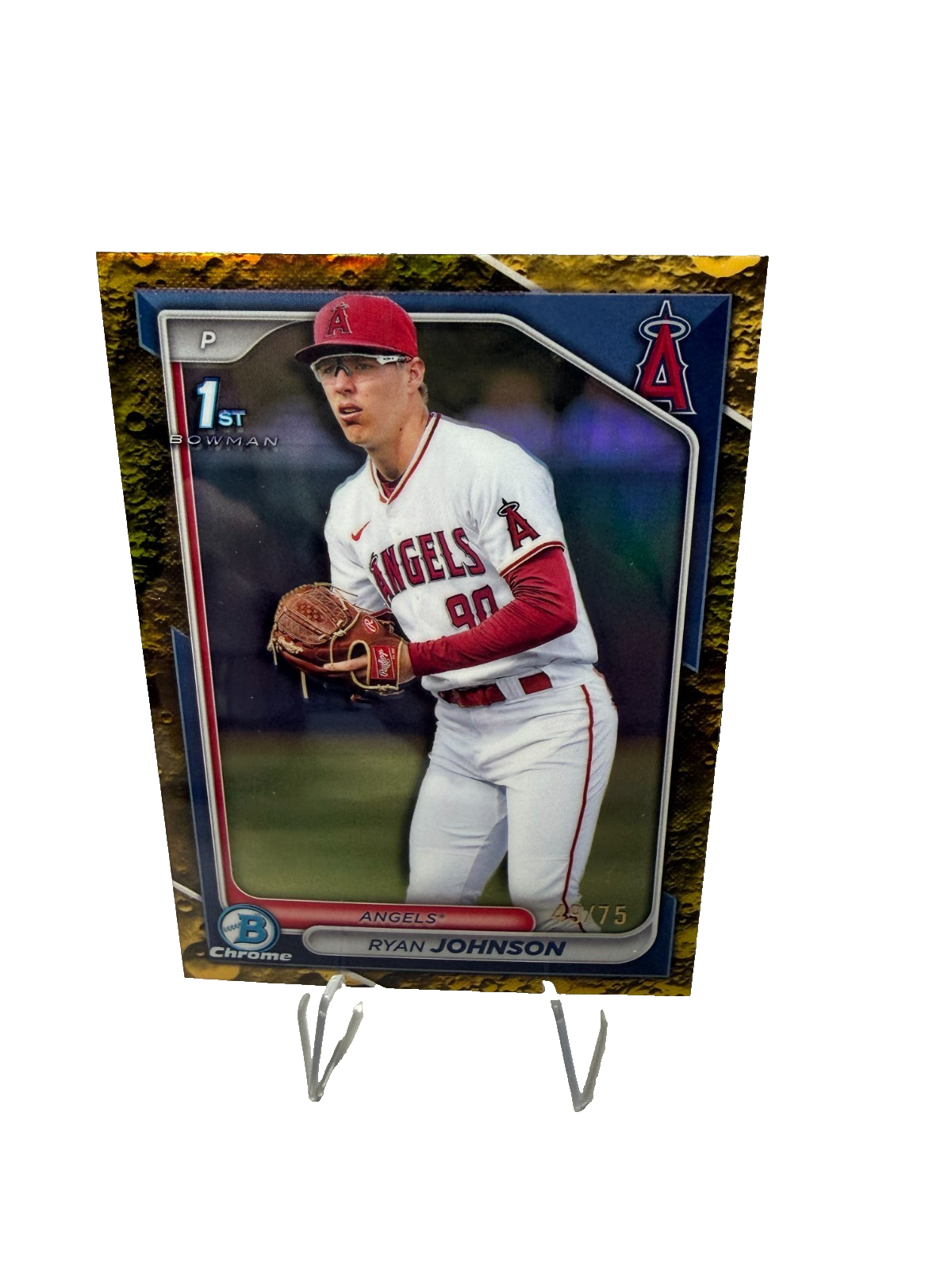Ryan Johnson 2024 Bowman Draft Chrome 1st Yellow Lunar Crater /75 #BDC-41 Angels