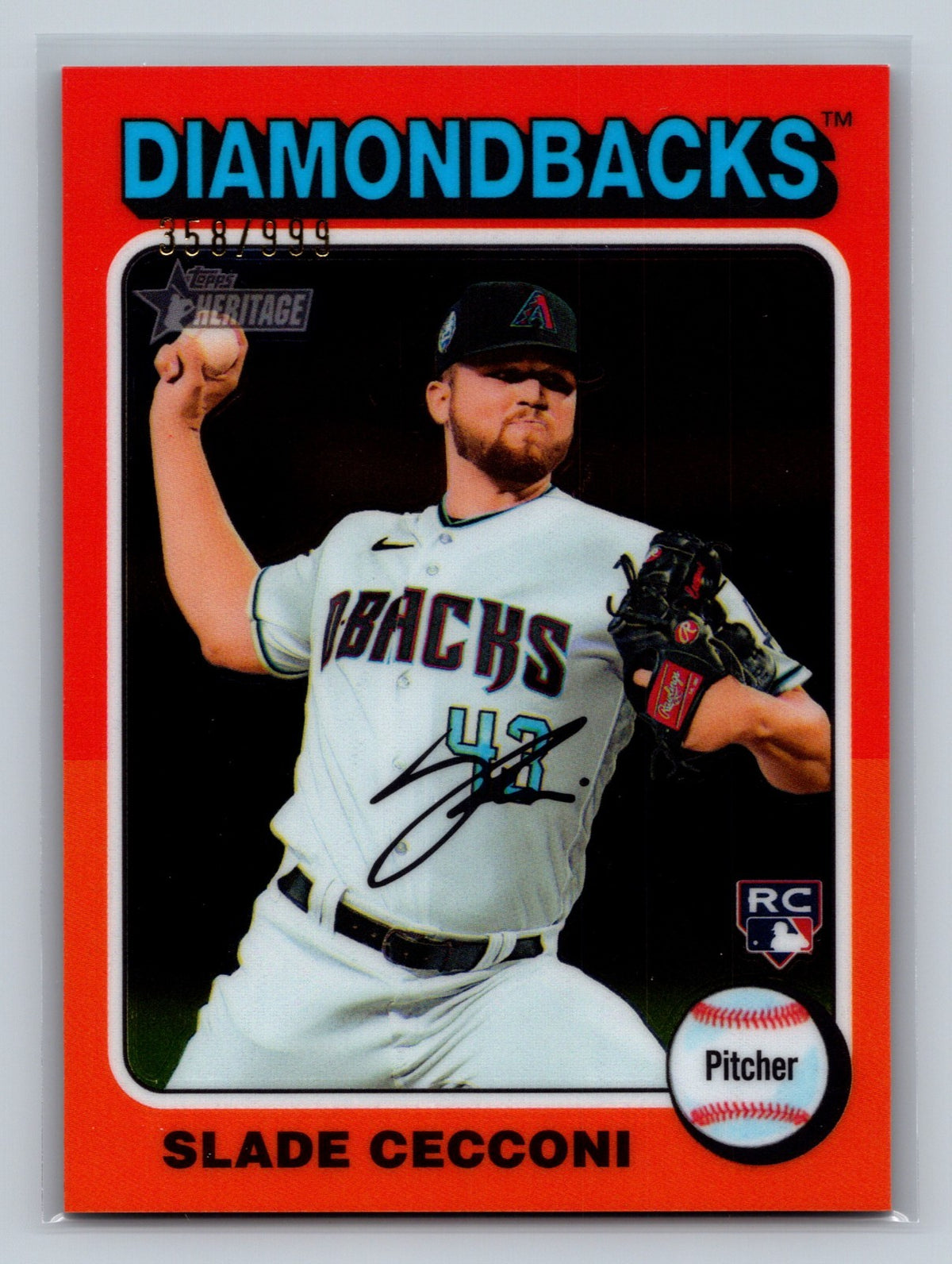 Slade Cecconi 2024 Topps Heritage Chrome RC /999 #397 Diamondbacks