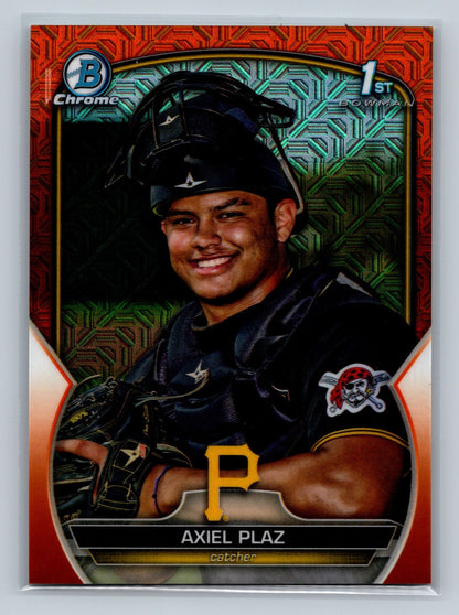 Axiel Plaz 2023 Bowman Chrome 1st Orange Mojo Refractor /25 #BCP-208 Pirates
