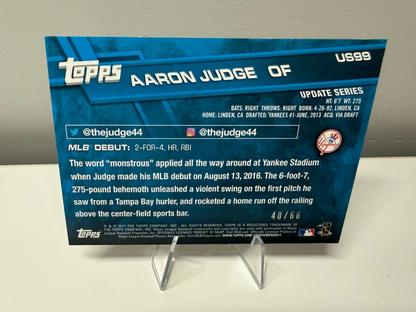 Aaron Judge 2017 Topps Update Black RC /66 #US99 Yankees