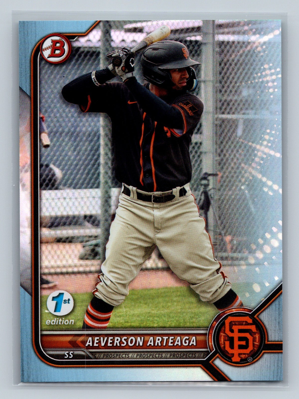 Aeverson Arteaga 2022 Bowman Draft 1st Edition Paper Sky Blue Foil #BD-198