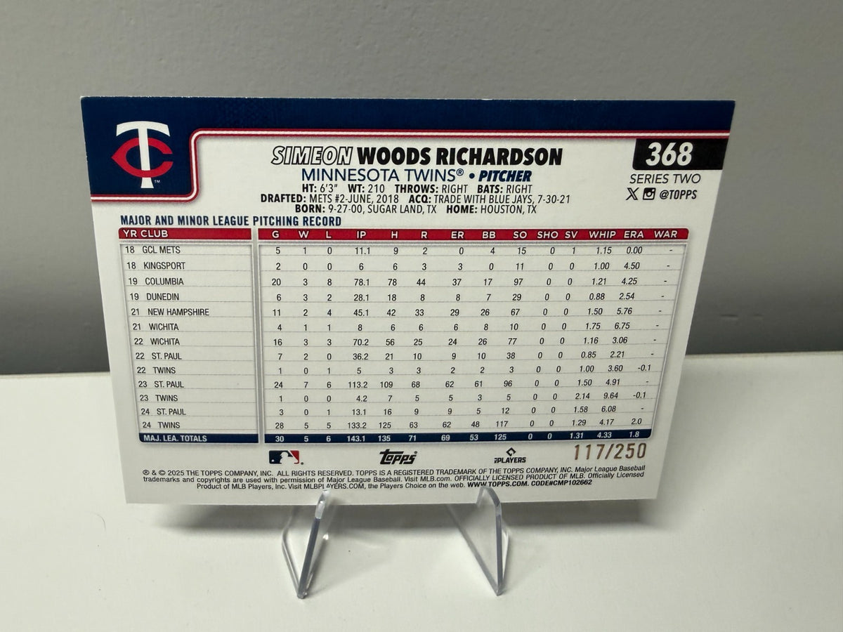 Simeon Woods Richardson 2025 Topps Series 2 Purple Rainbow Foil /250 #368 Twins