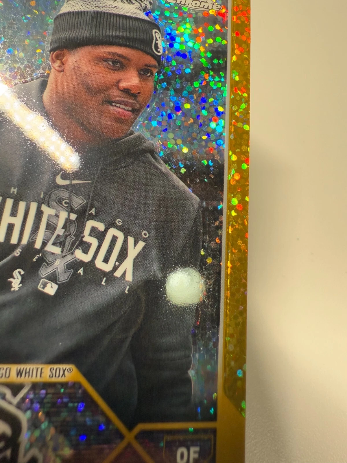 Oscar Colas 2023 Topps Chrome Update Gold Speckle Refractor Image Variation /50
