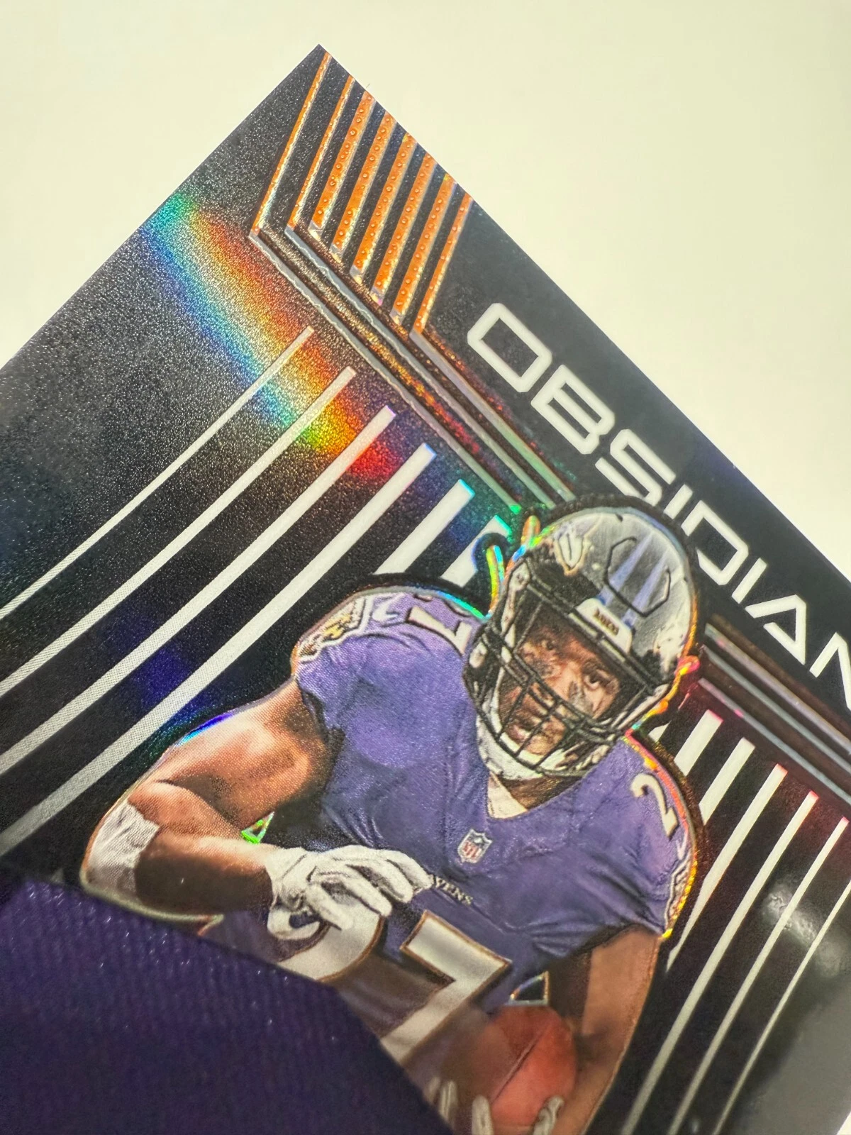 J.K. Dobbins 2020 Panini Obsidian Volcanic Orange Etch Patch /75 #VM-23 Ravens