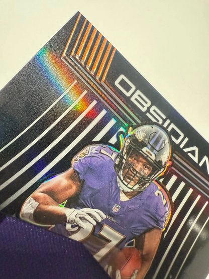 J.K. Dobbins 2020 Panini Obsidian Volcanic Orange Etch Patch /75 #VM-23 Ravens