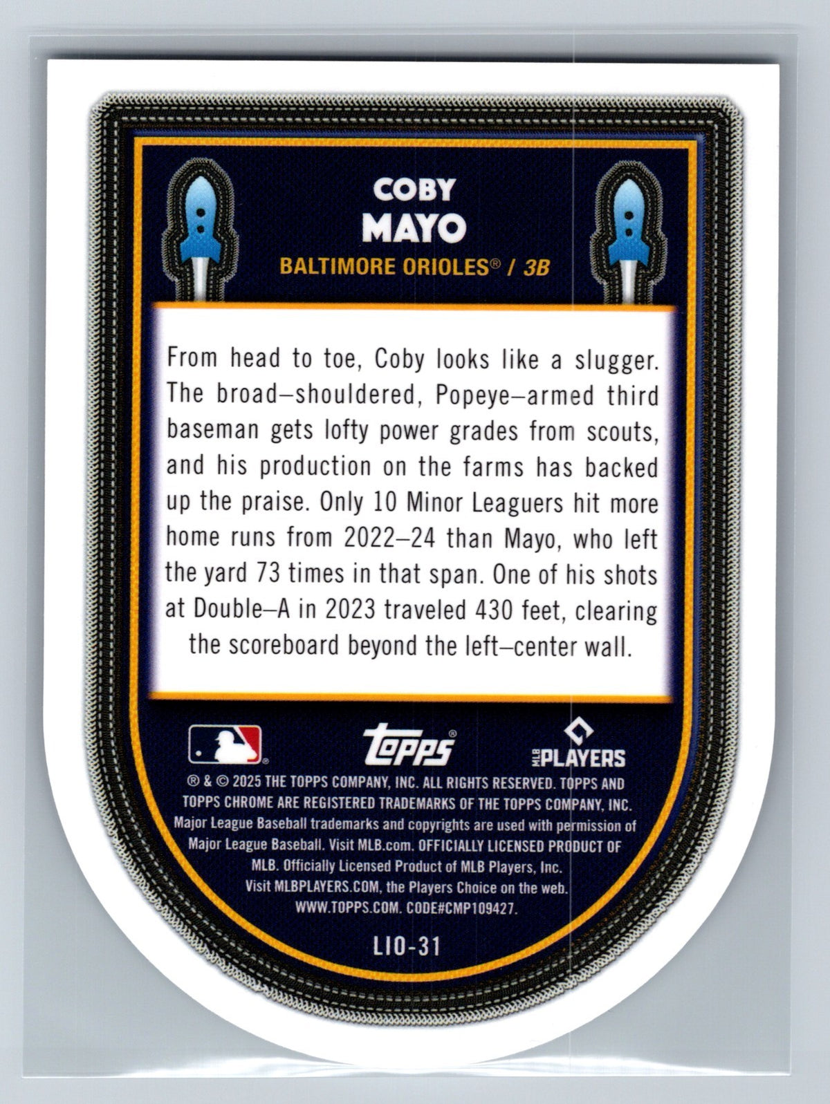 Coby Mayo 2025 Topps Cosmic Chrome Launched Into Orbit RC #LIO-31 Orioles