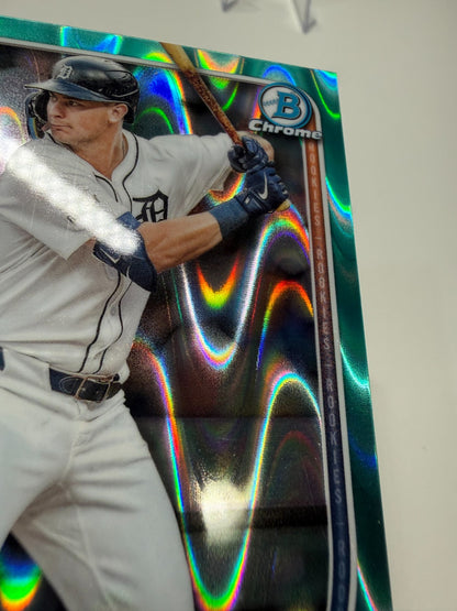 Trey Sweeney 2025 Bowman Chrome Aqua RayWave Refractor RC /199 #25 Tigers