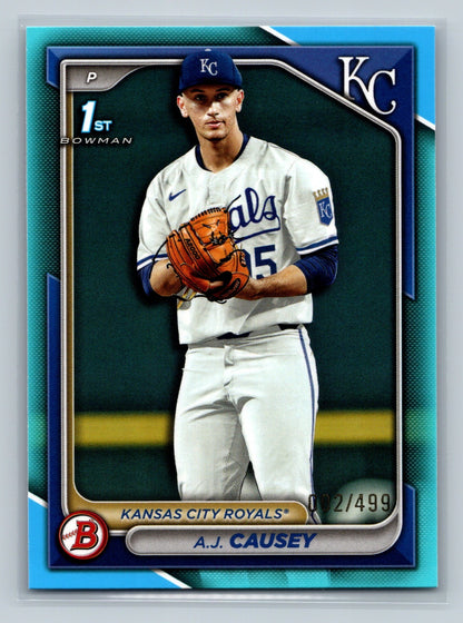 A.J. Causey 2024 Bowman Draft 1st Paper Sky Blue /499 #BD-159 Royals
