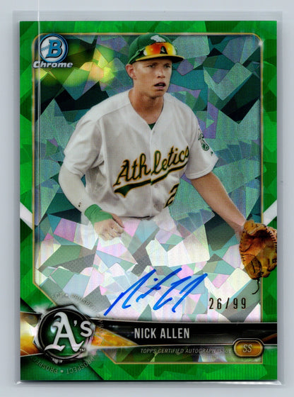 Nick Allen 2018 Bowman Chrome Prospect Green Atomic Refractor Auto /99 #BCPA-NA