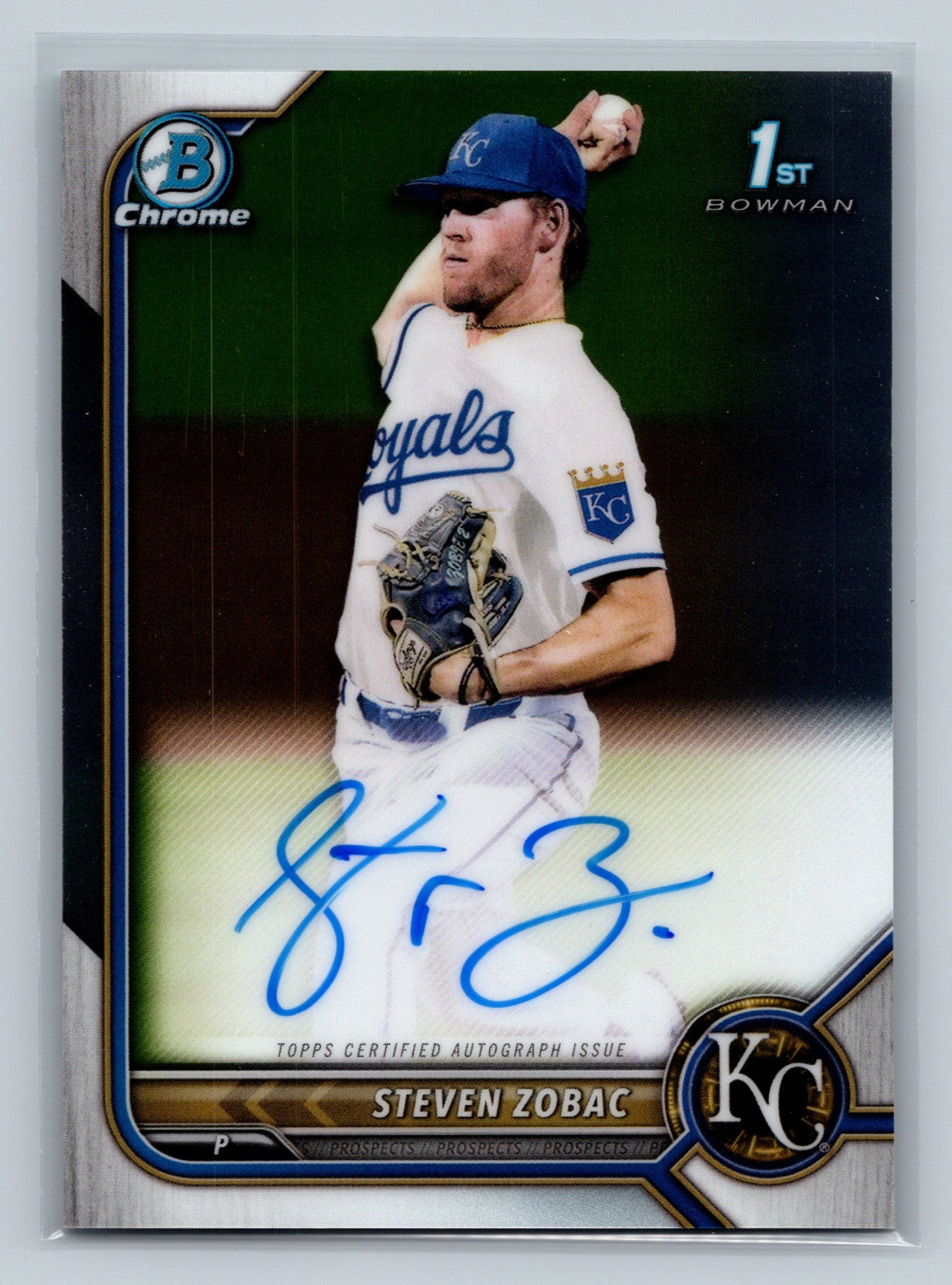 Steven Zobac 2022 Bowman Draft Chrome 1st Auto #CDA-SZ Royals